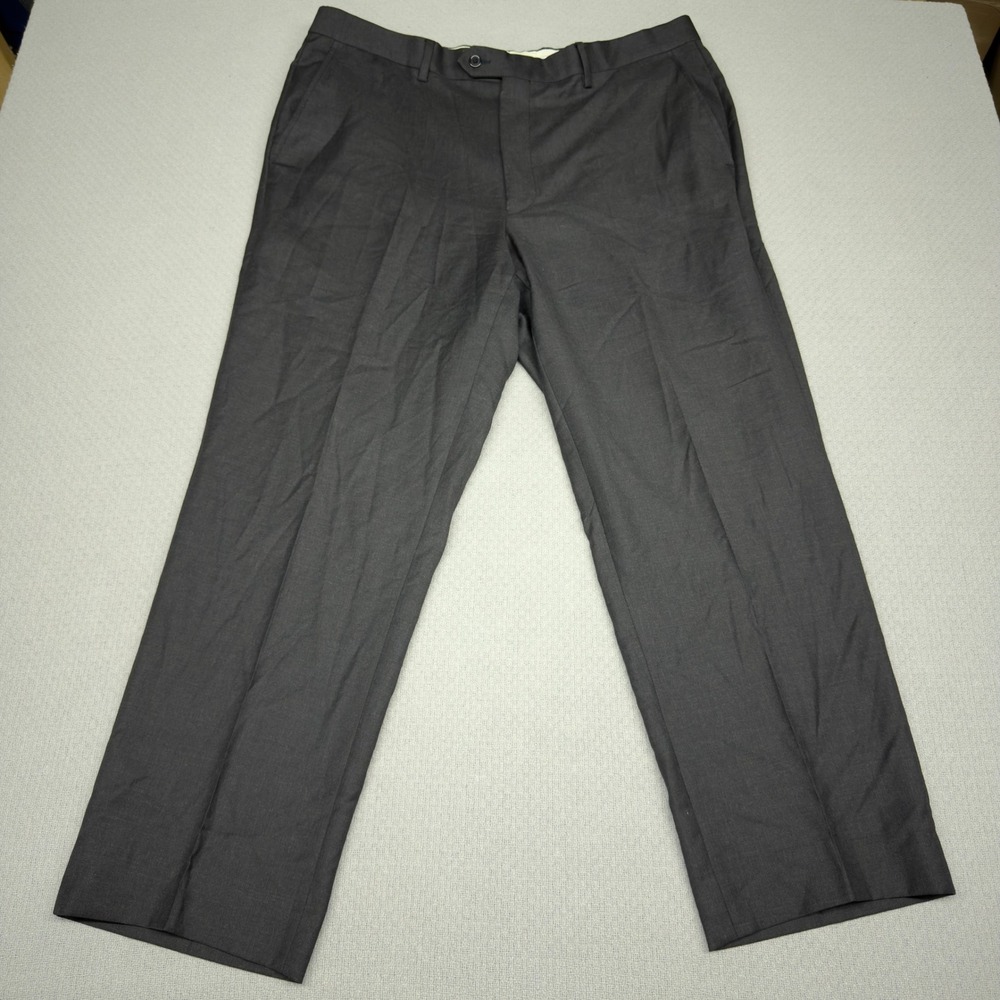 Santorelli Dress Pants Mens 40x30 Gray Wool Luxury Serge Retro Vintage Formal